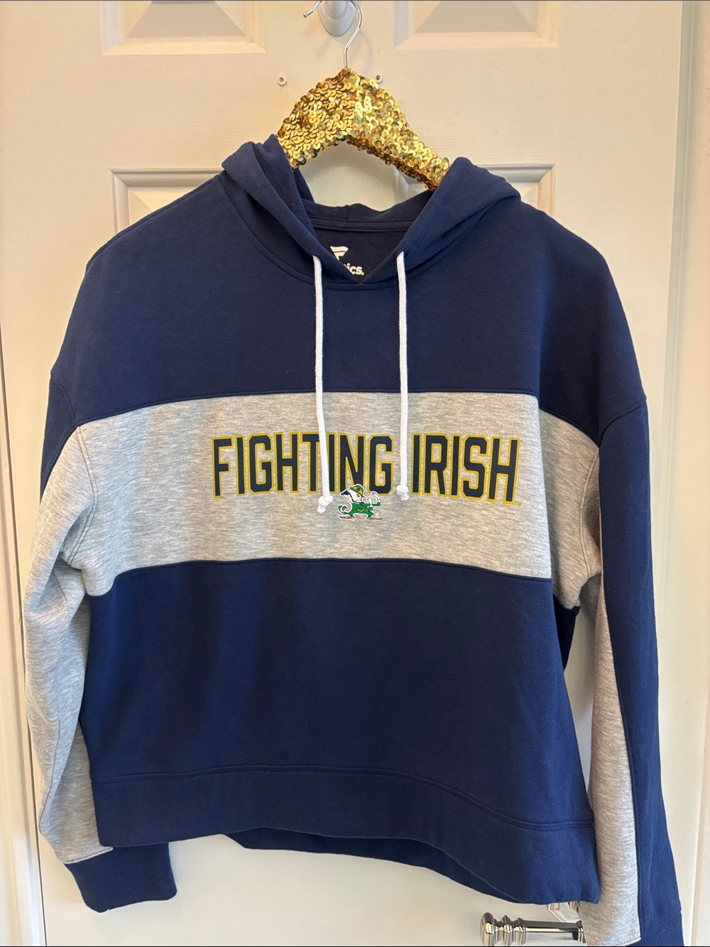 Notre Damed Fighting Irish Navy and Gray Pullover Hoodie
